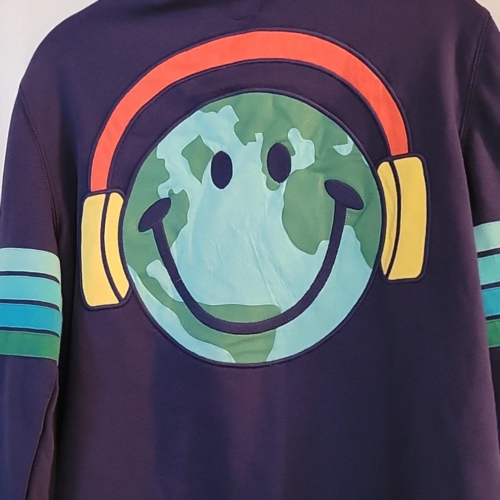 Gap navy smiley world with head phones hooded zipper sweatshirt xxl